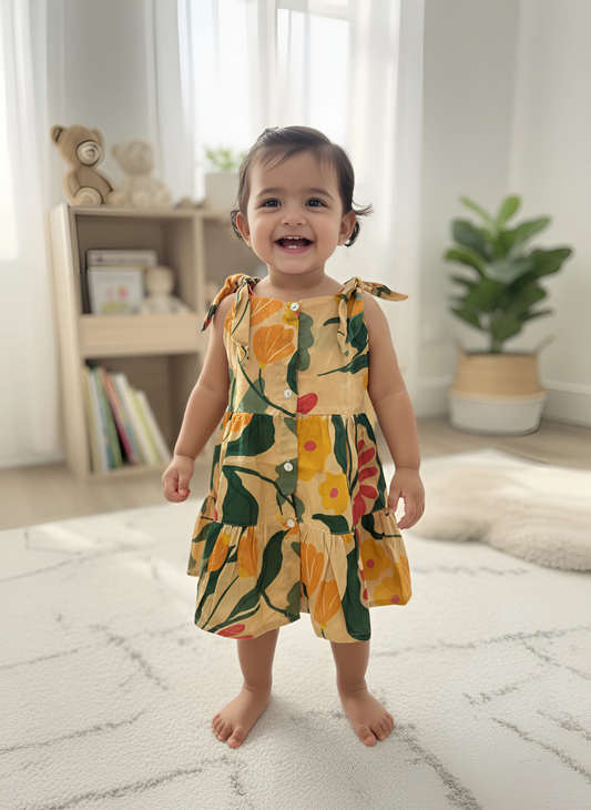 Coral Meadow Tie Up Dress