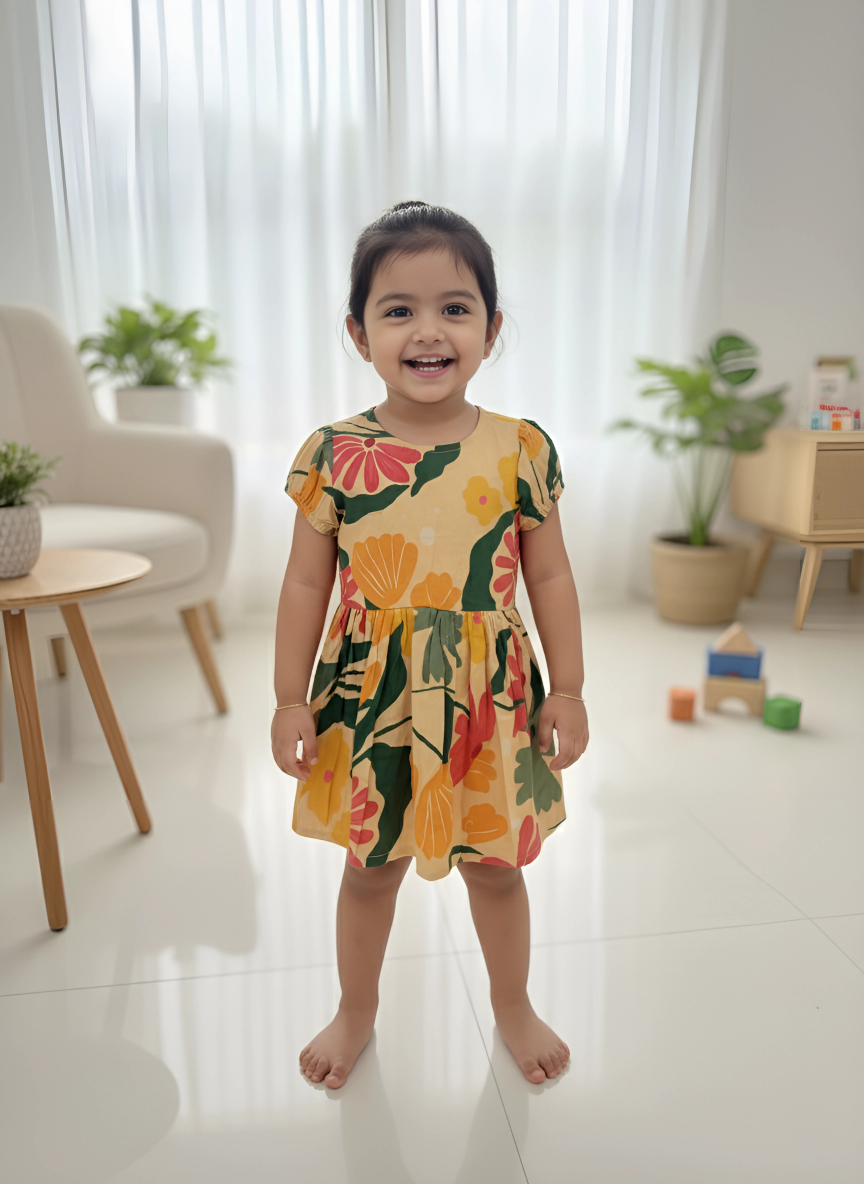 Coral Tropical Back-Bow Dress