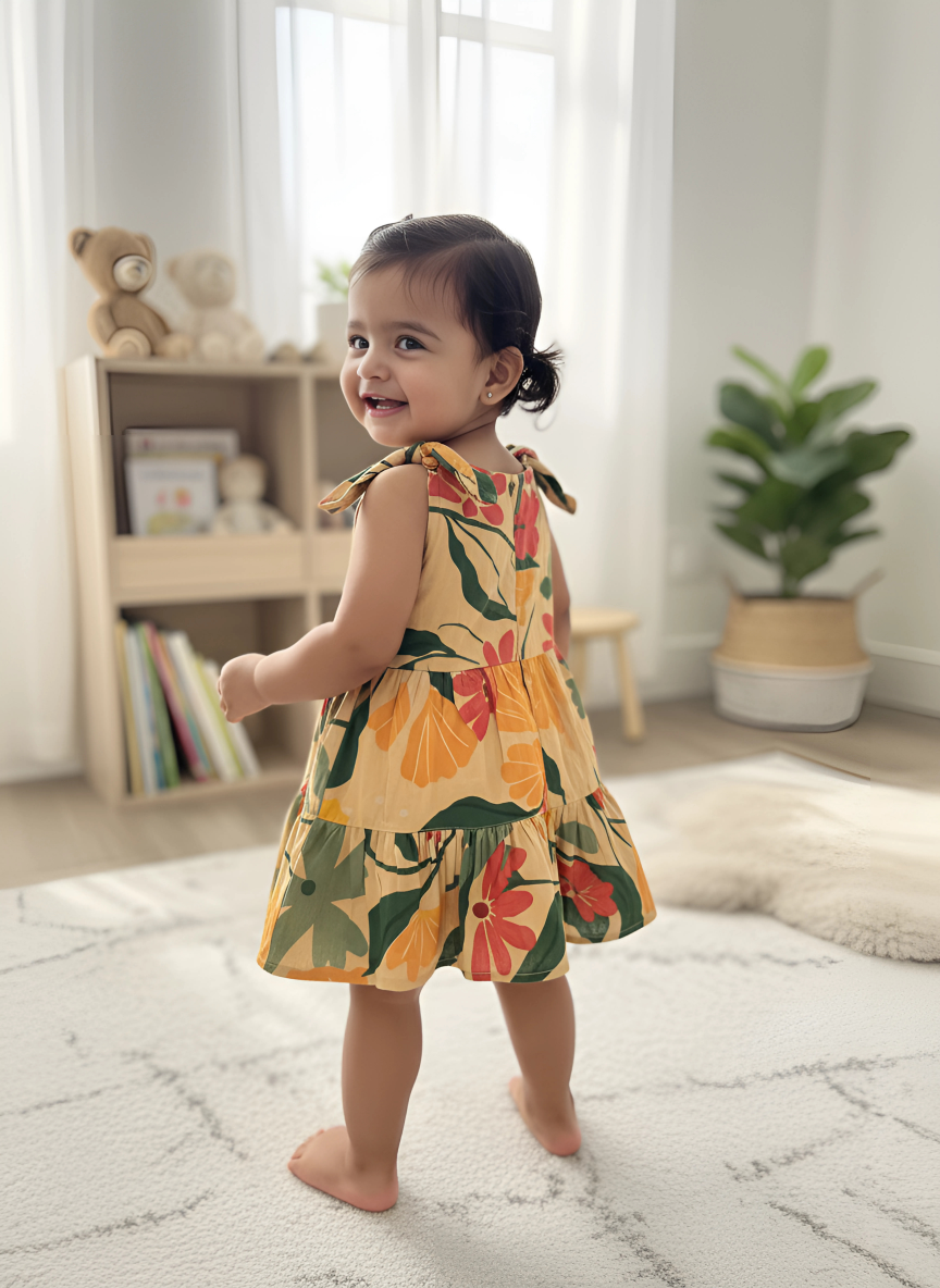 Coral Meadow Tie Up Dress