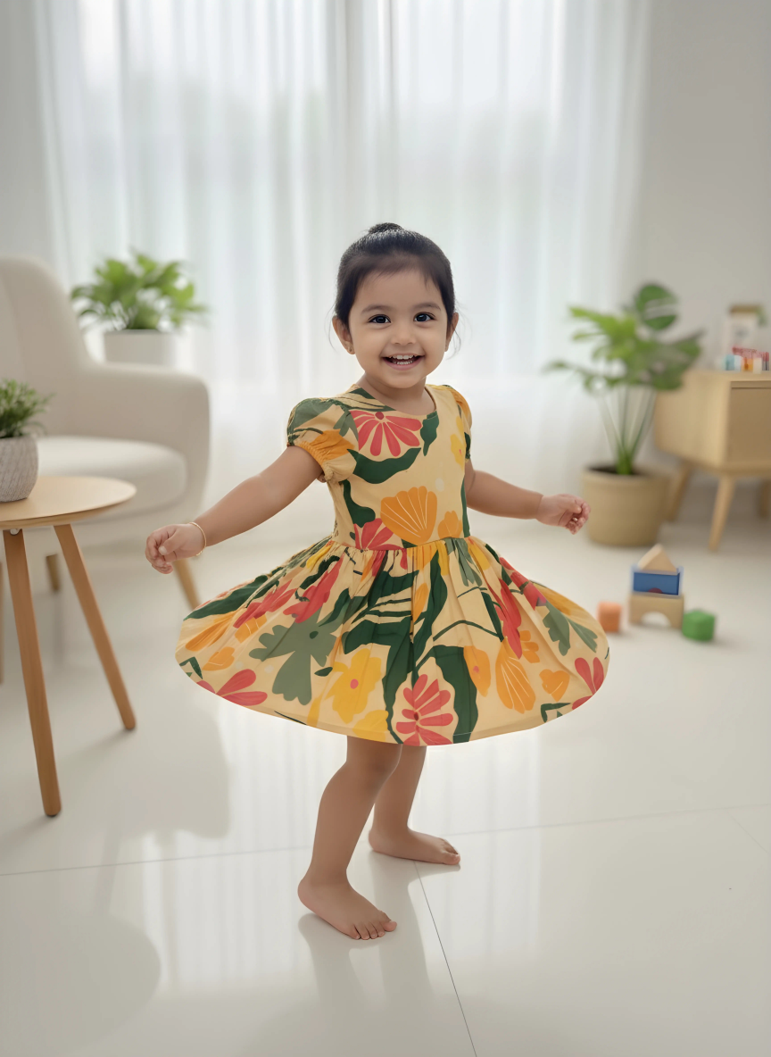 Coral Tropical Back-Bow Dress