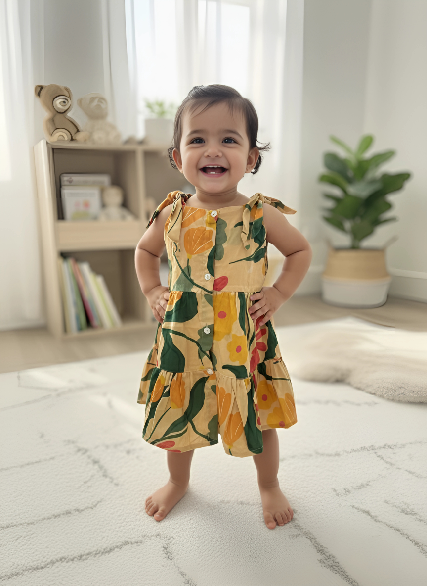 Coral Meadow Tie Up Dress