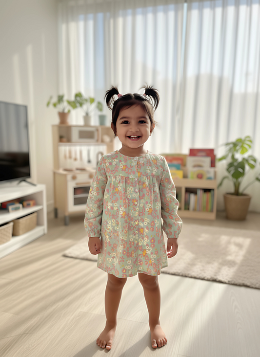 Pastel Blooming Garden Button Down Dress