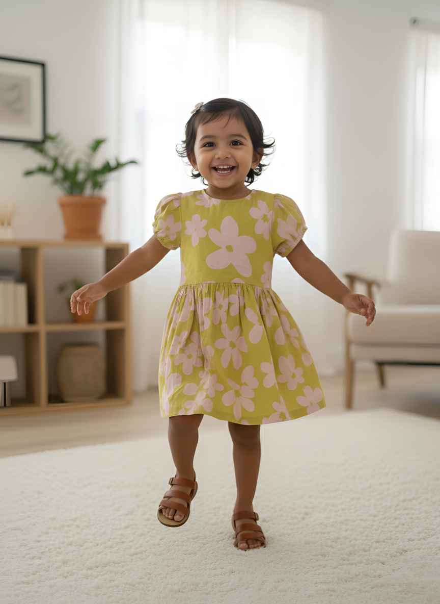 Spring Tropical Back-Bow Dress