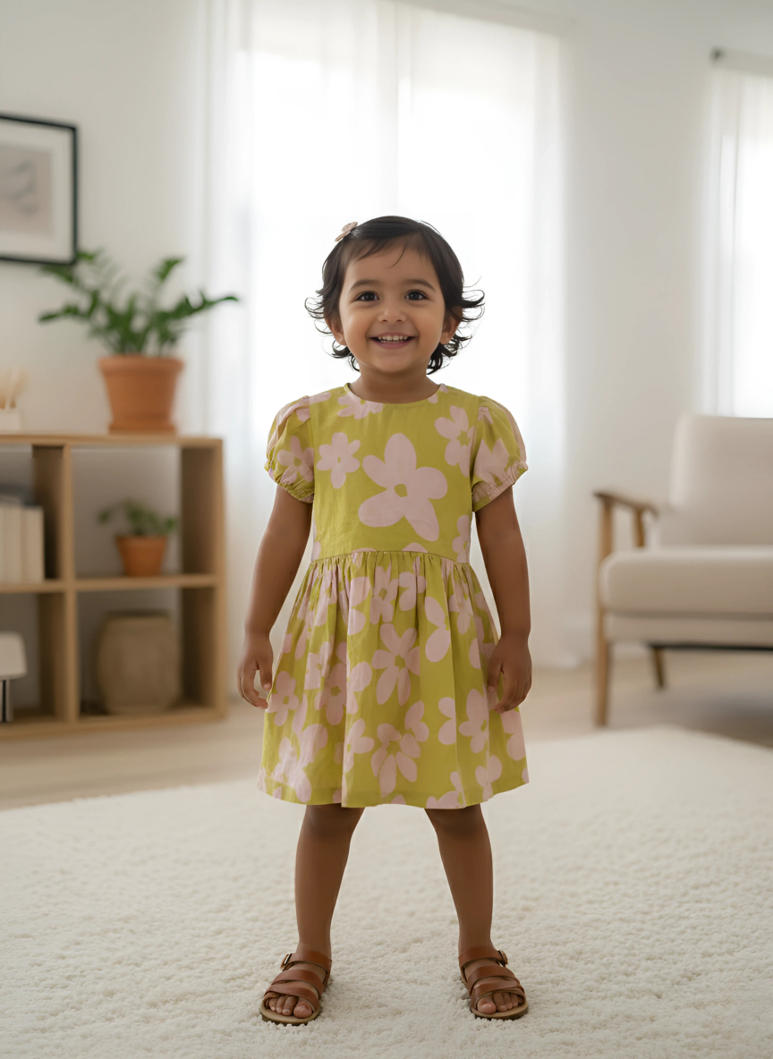 Spring Tropical Back-Bow Dress