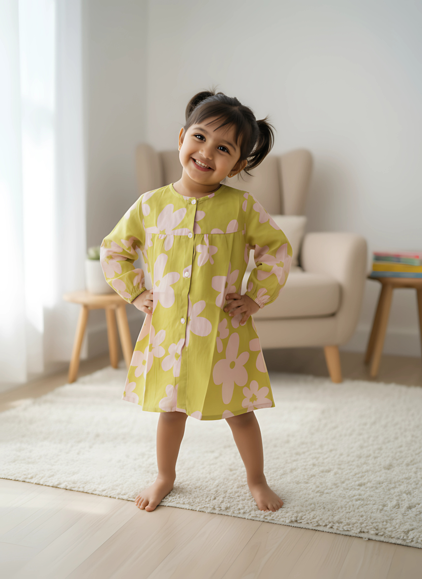 Spring Blooming Garden Button-Down Dress