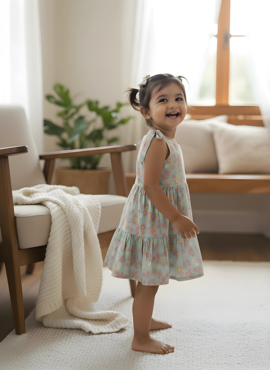 Pastel Meadow Tie Up Dress