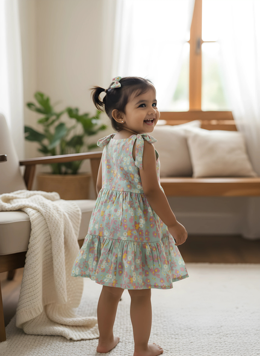 Pastel Meadow Tie Up Dress