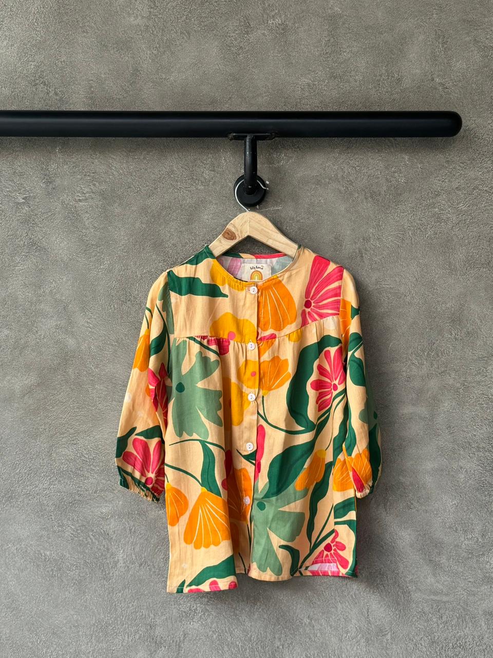 Coral Blooming Garden Button-Down Dress