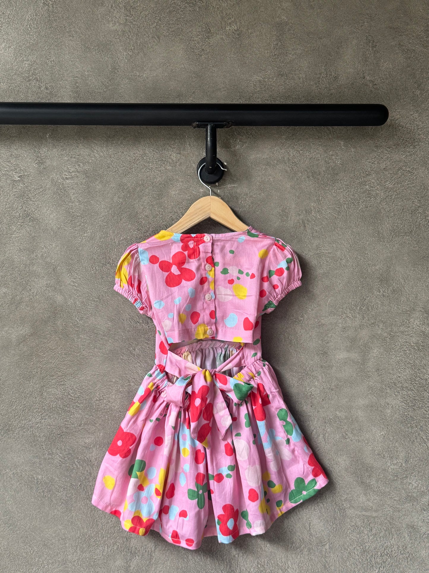 Blush Tropical Back-Bow Dress