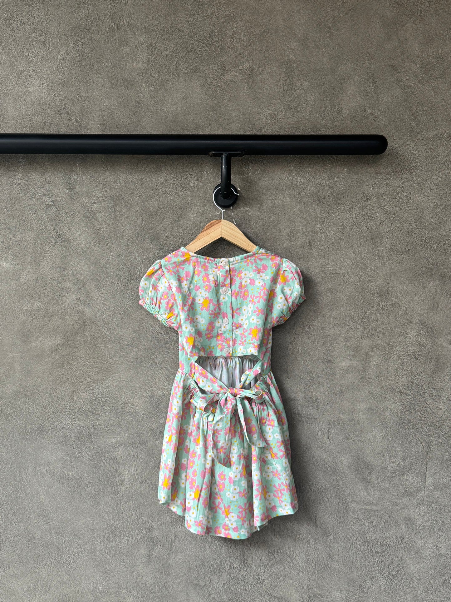 Pastel Tropical Back-Bow Dress