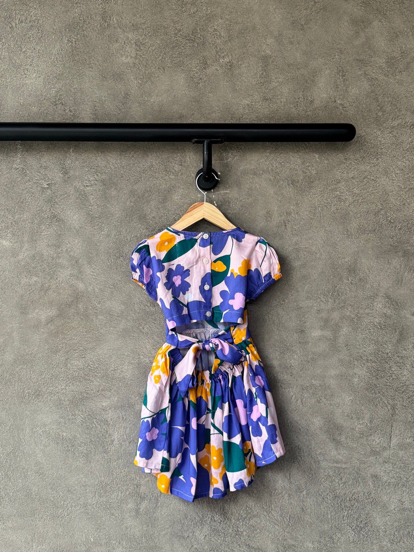 Violet Tropical Back-Bow Dress