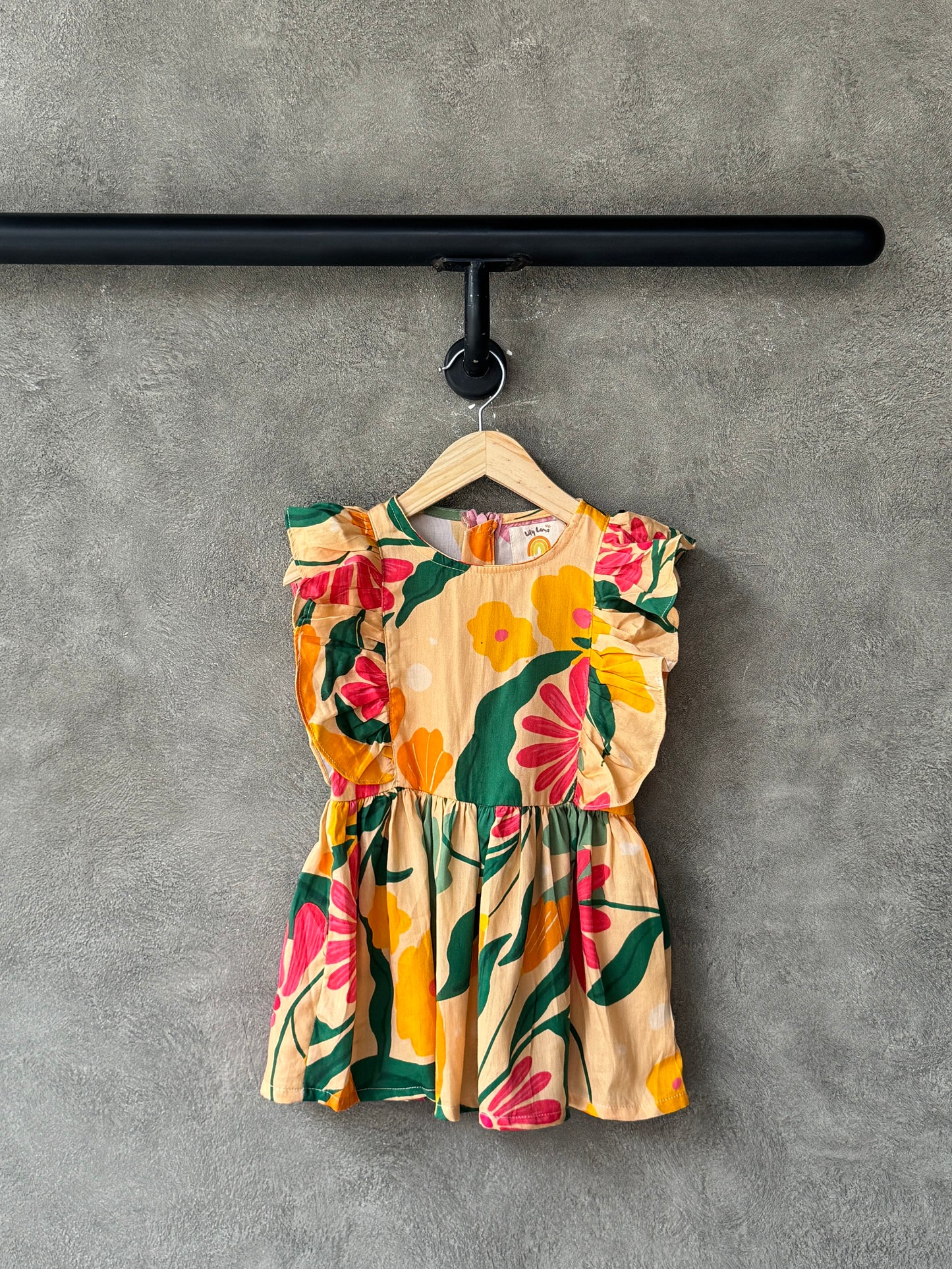 Coral Floria Frill Dress