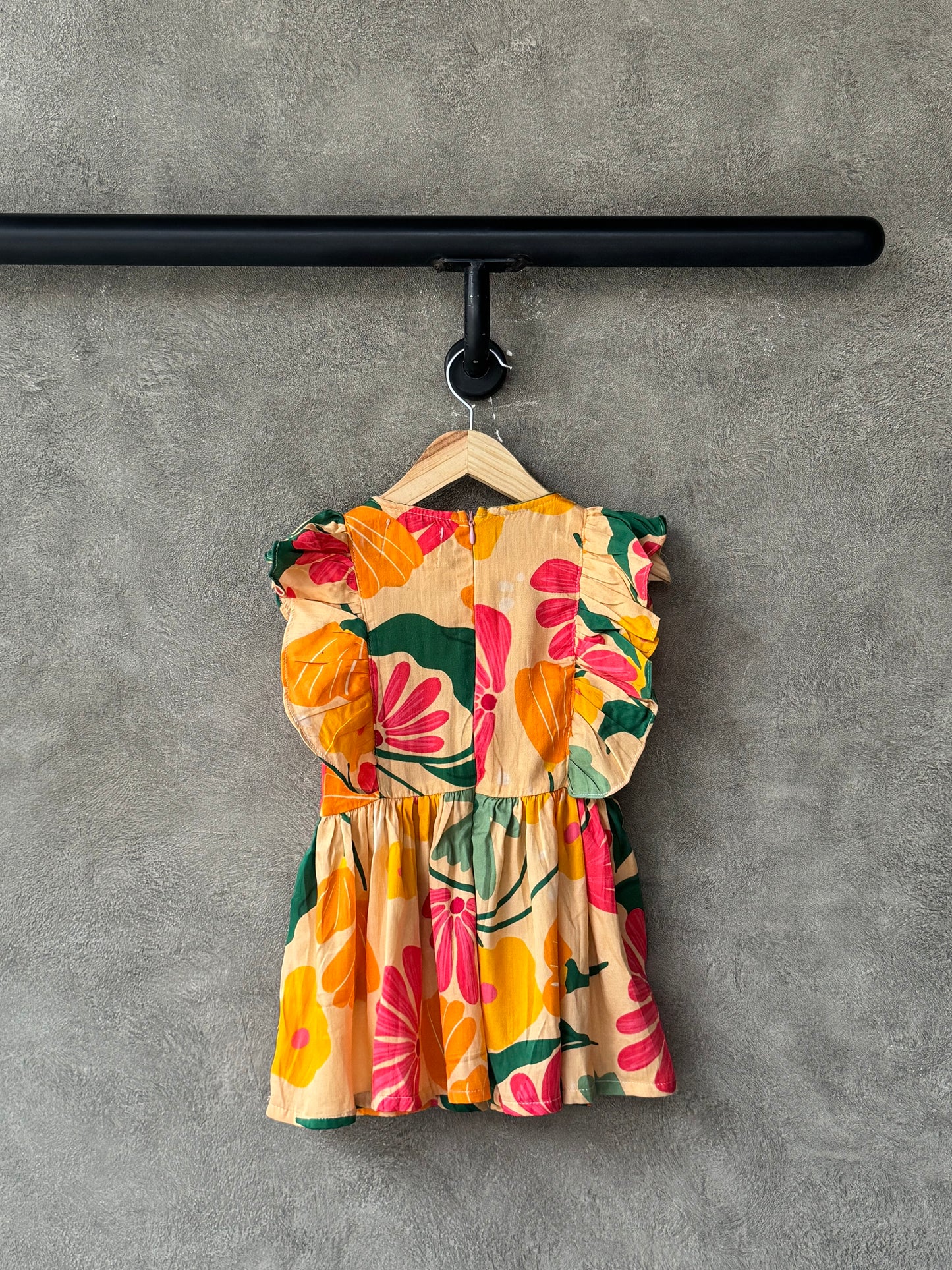 Coral Floria Frill Dress