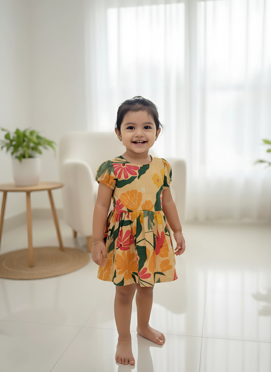 Coral Tropical Back-Bow Dress