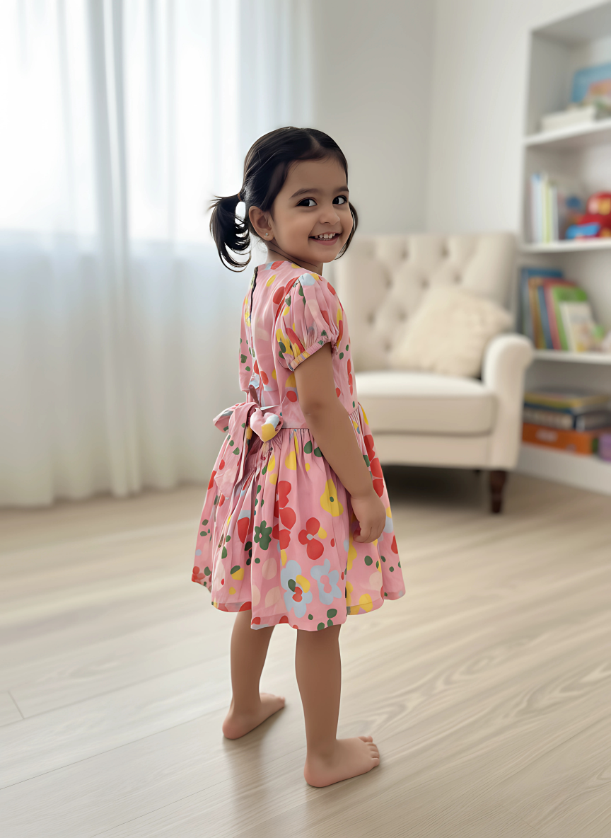 Blush Tropical Back-Bow Dress