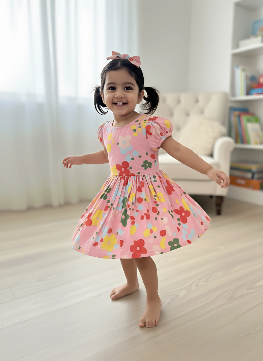 Blush Tropical Back-Bow Dress