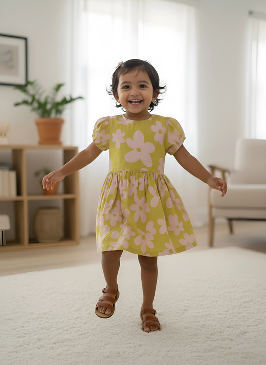 Spring Tropical Back-Bow Dress