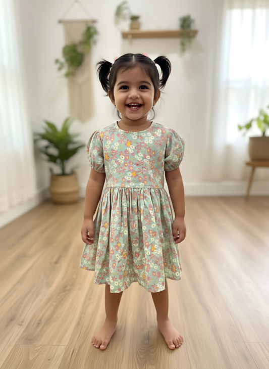 Pastel Tropical Back-Bow Dress