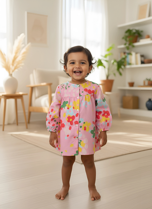 Blush Blooming Garden Button-Down Dress