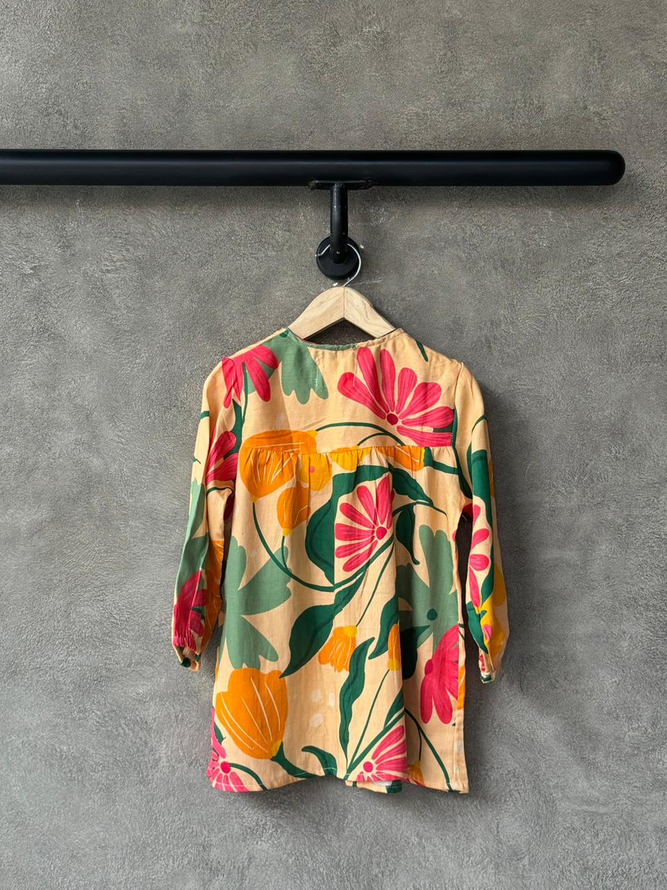 Coral Blooming Garden Button-Down Dress