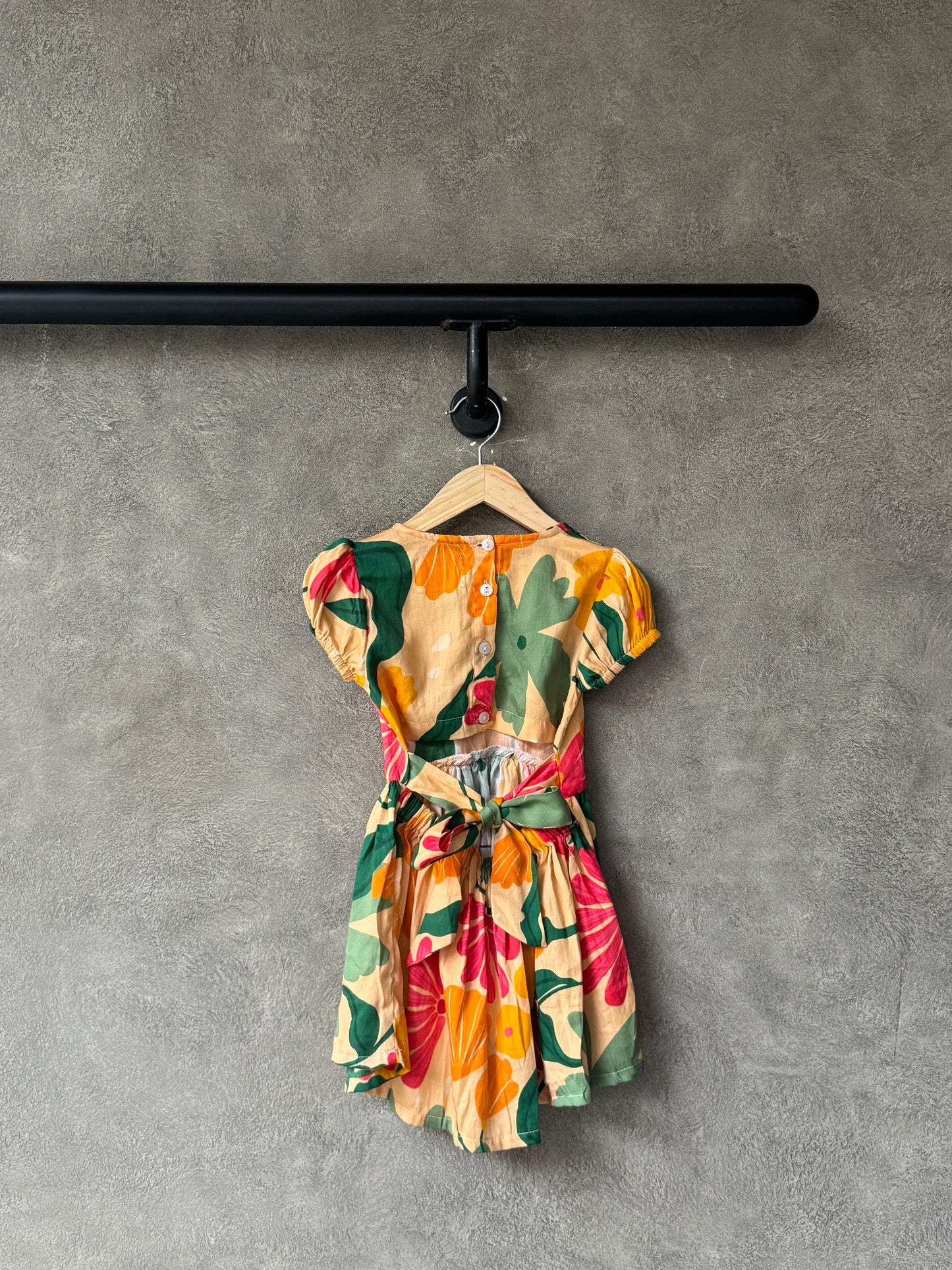 Coral Tropical Back-Bow Dress