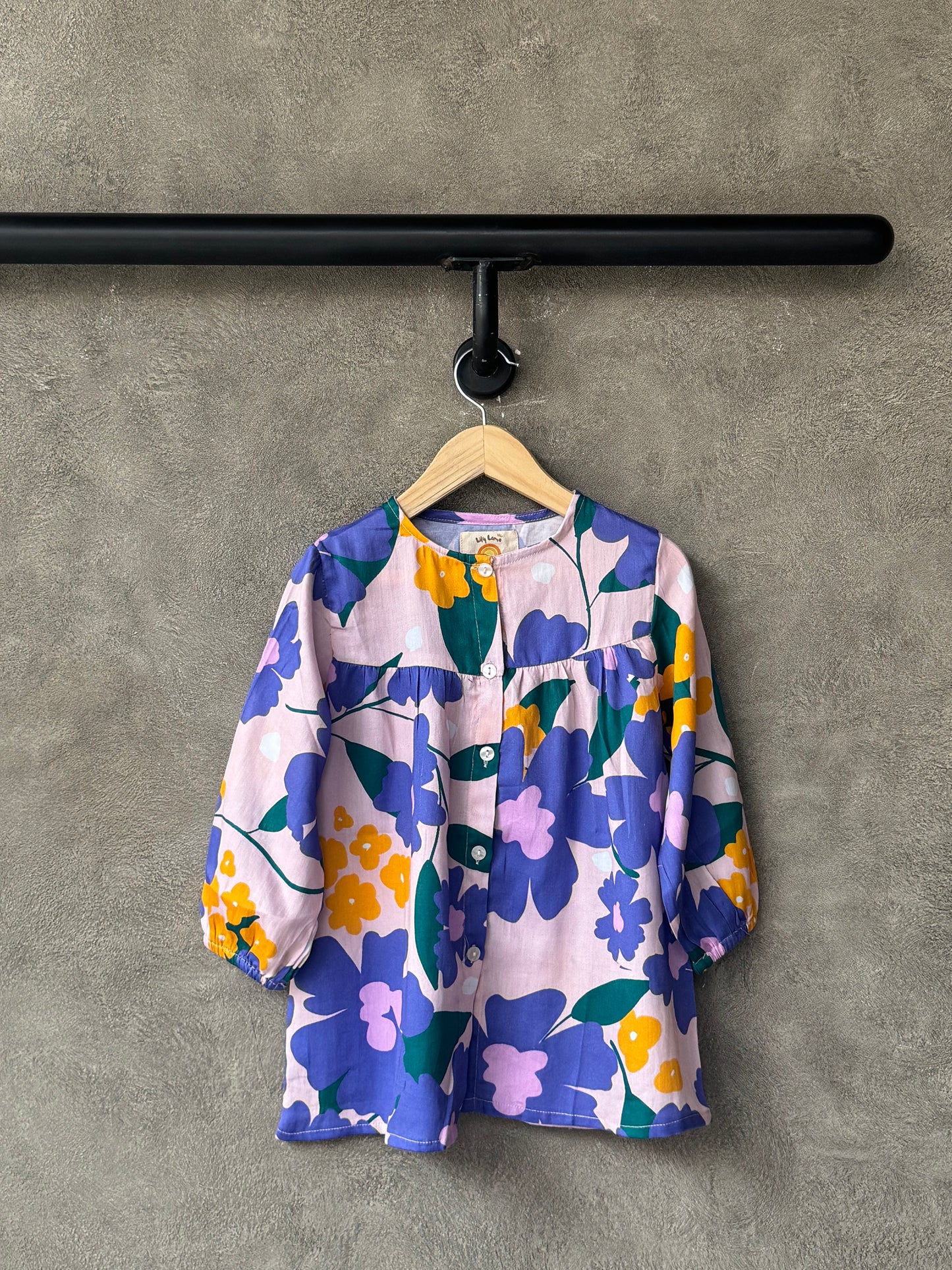 Violet Blooming Garden Button-Down Dress